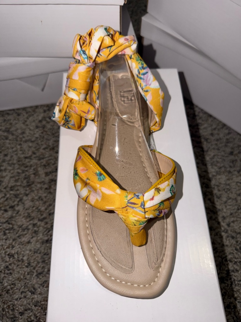 BAMBOO Yellow Floral Wrap Sandals